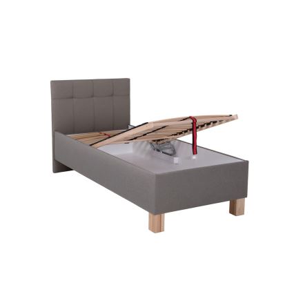 Łóżko tapicerowane z materacem i miejscem do przechowywania MARIA ONE 90x200 cm taupe