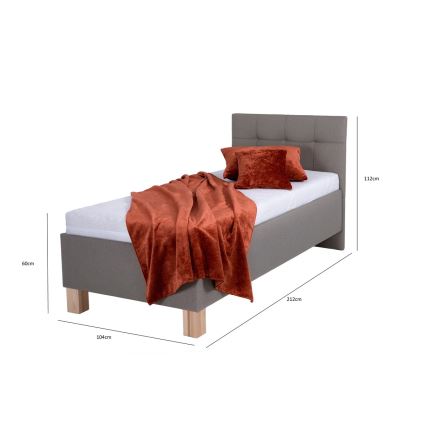 Łóżko tapicerowane z materacem i miejscem do przechowywania MARIA ONE 90x200 cm taupe
