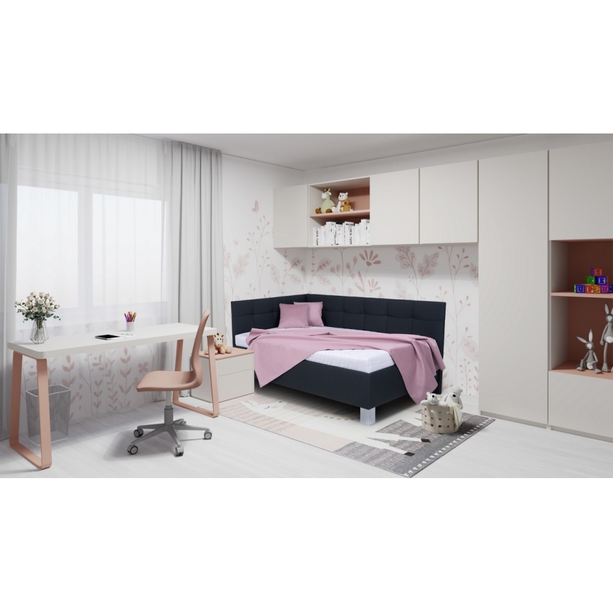 Łóżko tapicerowane z materacem i miejscem do przechowywania MARIA PETITE 120x200 cm antracyt