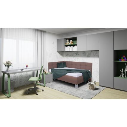 Łóżko tapicerowane z materacem i miejscem do przechowywania MARIA PETITE 120x200 cm brązowy
