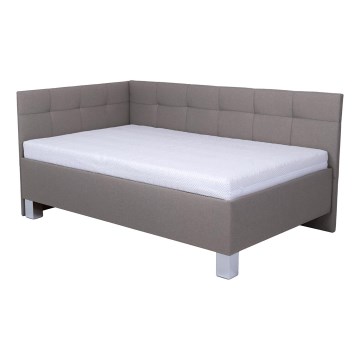 Łóżko tapicerowane z materacem i miejscem do przechowywania MARIA PETITE 120x200 cm taupe