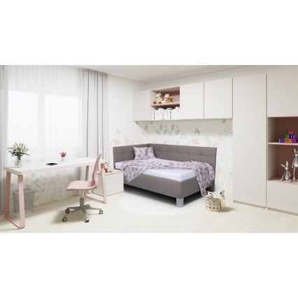 Łóżko tapicerowane z materacem i miejscem do przechowywania MARIA PETITE 120x200 cm taupe