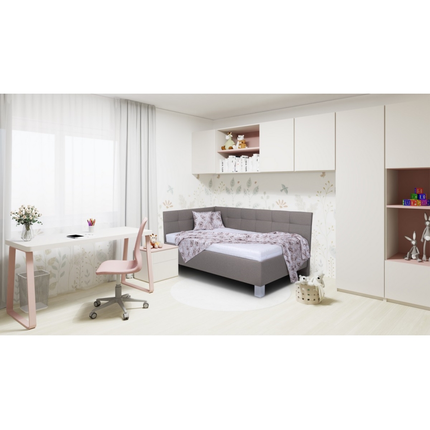 Łóżko tapicerowane z materacem i miejscem do przechowywania MARIA PETITE 120x200 cm taupe