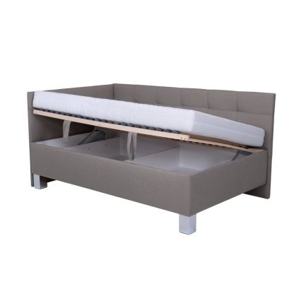 Łóżko tapicerowane z materacem i miejscem do przechowywania MARIA PETITE 120x200 cm taupe