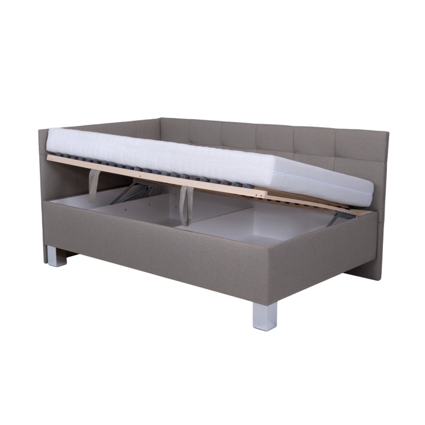 Łóżko tapicerowane z materacem i miejscem do przechowywania MARIA PETITE 120x200 cm taupe