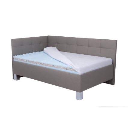 Łóżko tapicerowane z materacem i miejscem do przechowywania MARIA PETITE 120x200 cm taupe