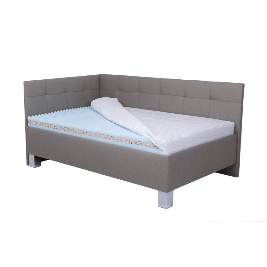 Łóżko tapicerowane z materacem i miejscem do przechowywania MARIA PETITE 120x200 cm taupe