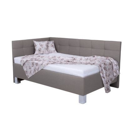 Łóżko tapicerowane z materacem i miejscem do przechowywania MARIA PETITE 120x200 cm taupe