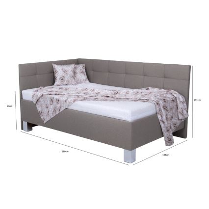 Łóżko tapicerowane z materacem i miejscem do przechowywania MARIA PETITE 120x200 cm taupe