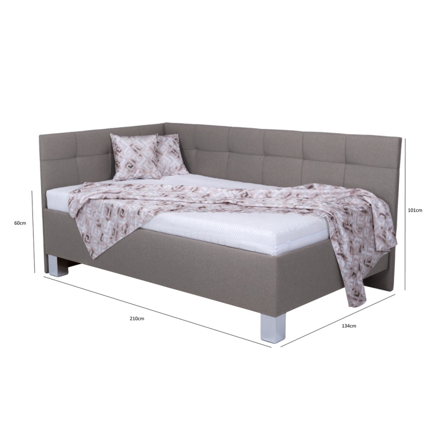 Łóżko tapicerowane z materacem i miejscem do przechowywania MARIA PETITE 120x200 cm taupe