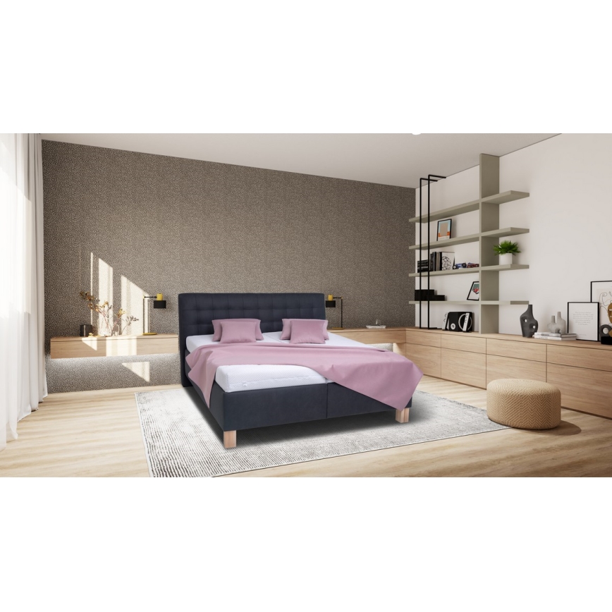 Łóżko tapicerowane z materacem i miejscem do przechowywania VIOLET 160x200 cm antracyt