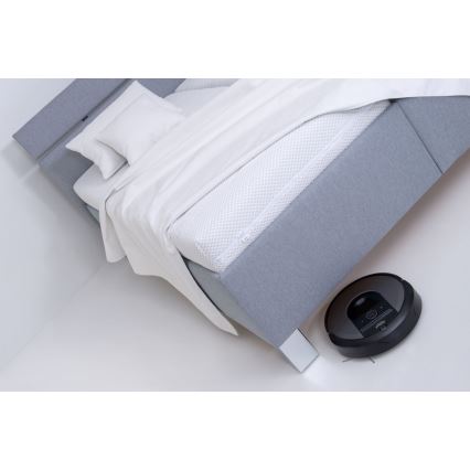 Łóżko tapicerowane z materacem i pojemnikiem na pościel ALIS 160x200 cm jasnoszare