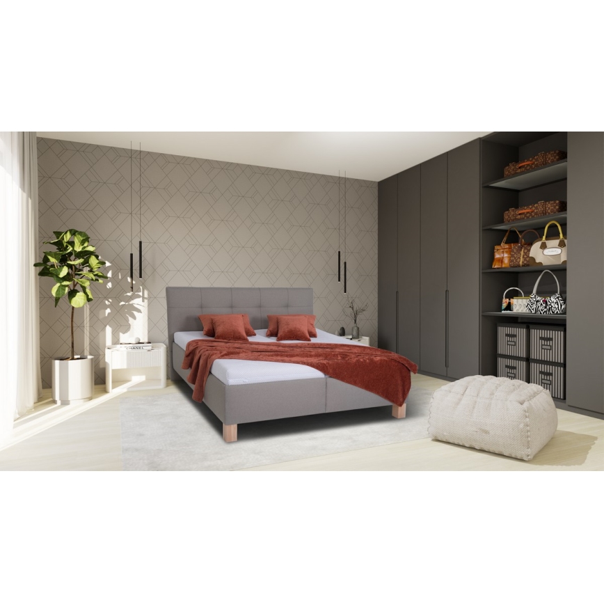 Łóżko tapicerowane z miejscem do przechowywania bez materaca MARIA 160x200 cm taupe
