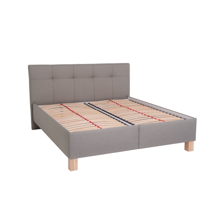 Łóżko tapicerowane z miejscem do przechowywania bez materaca MARIA 160x200 cm taupe