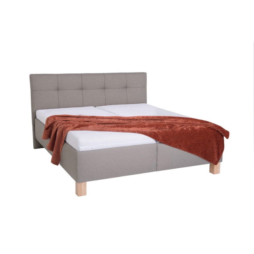 Łóżko tapicerowane z miejscem do przechowywania bez materaca MARIA 160x200 cm taupe
