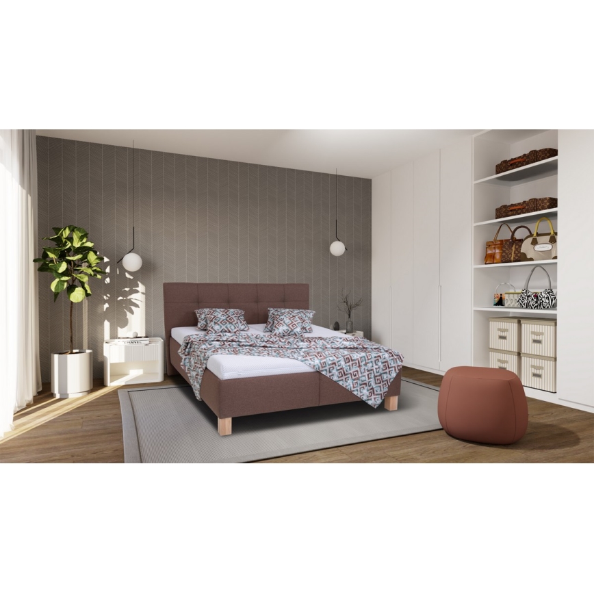 Łóżko tapicerowane z miejscem do przechowywania bez materaca MARIA 180x200 cm brązowy