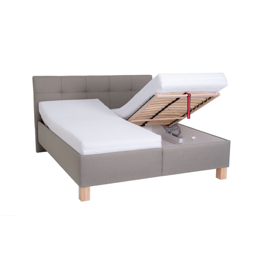 Łóżko tapicerowane z miejscem do przechowywania bez materaca MARIA 180x200 cm taupe