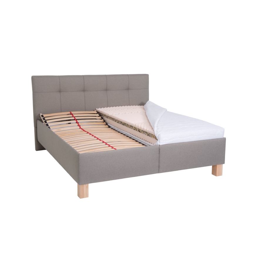 Łóżko tapicerowane z miejscem do przechowywania bez materaca MARIA 180x200 cm taupe