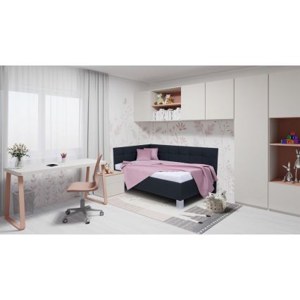 Łóżko tapicerowane z miejscem do przechowywania bez materaca MARIA PETITE 120x200 cm antracyt