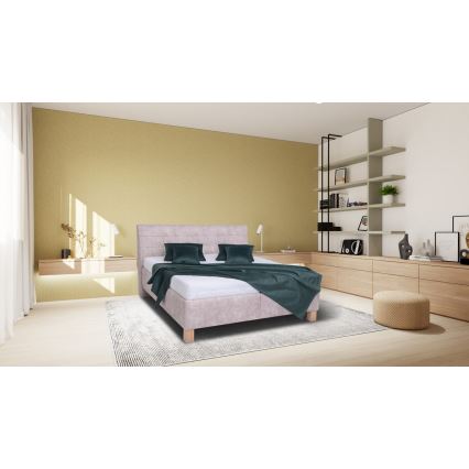 Łóżko tapicerowane z miejscem do przechowywania bez materaca VIOLET 160x200 cm beżowy