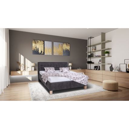 Łóżko tapicerowane z miejscem do przechowywania bez materaca VIOLET 160x200 cm ciemnoszary
