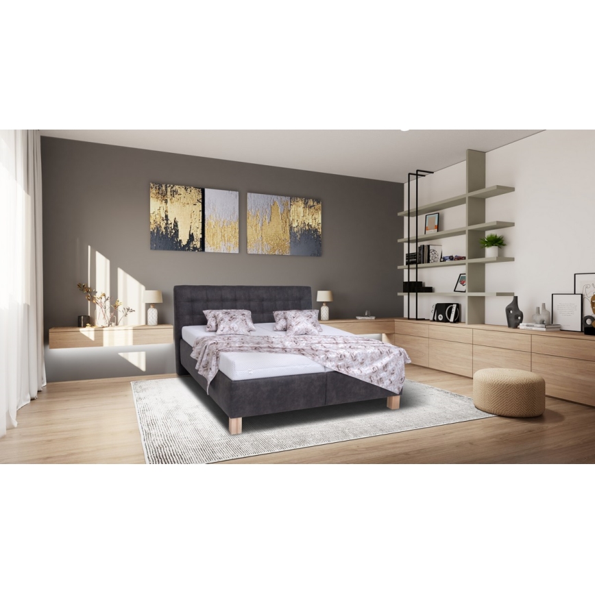 Łóżko tapicerowane z miejscem do przechowywania bez materaca VIOLET 160x200 cm ciemnoszary
