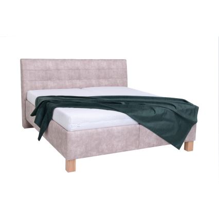 Łóżko tapicerowane z miejscem do przechowywania bez materaca VIOLET 180x200 cm beżowe