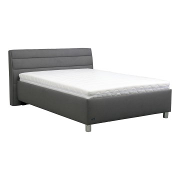 Łóżko tapicerowane z miejscem do przechowywania i materac DALMA 140x200 cm brązowe