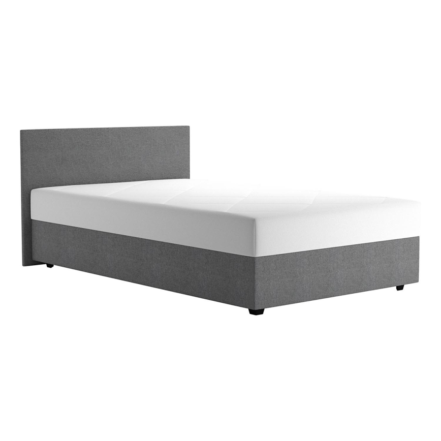 Łóżko tapicerowane z miejscem do przechowywania i materac DARIA 120x200 cm szare