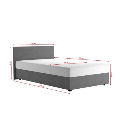 Łóżko tapicerowane z miejscem do przechowywania i materac DARIA 120x200 cm szare
