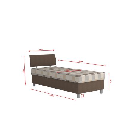Łóżko tapicerowane z miejscem do przechowywania i materac GEORGE 90x200 cm brązowe