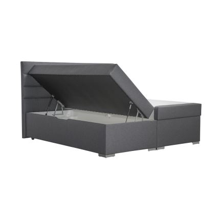 Łóżko tapicerowane z miejscem do przechowywania i matracemi z topper NEW BOLERO 180x200 cm szare
