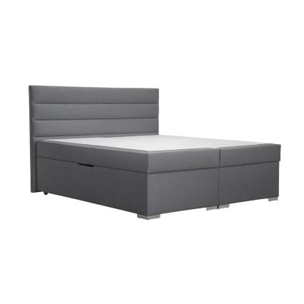Łóżko tapicerowane z miejscem do przechowywania i matracemi z topper NEW BOLERO 180x200 cm szare