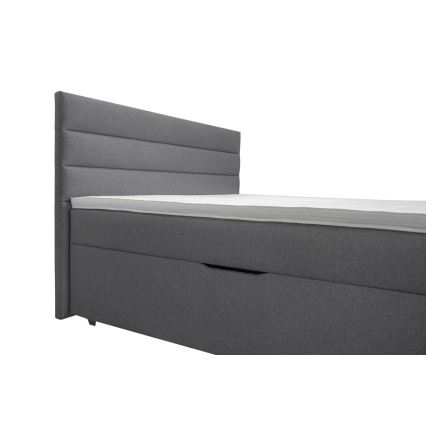 Łóżko tapicerowane z miejscem do przechowywania i matracemi z topper NEW BOLERO 180x200 cm szare