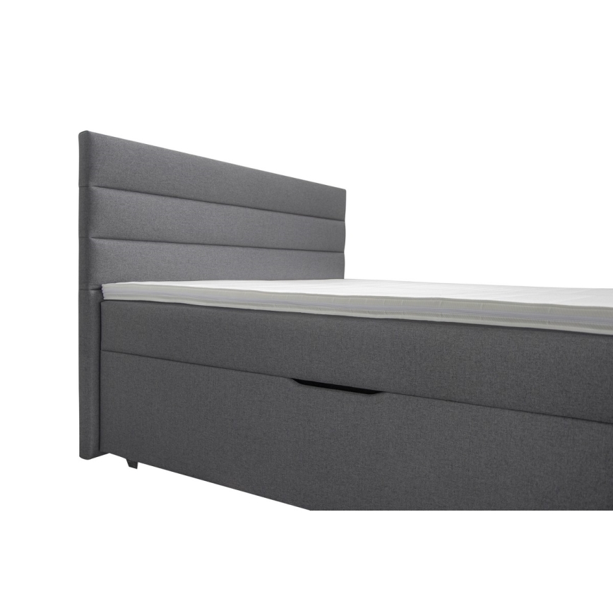 Łóżko tapicerowane z miejscem do przechowywania i matracemi z topper NEW BOLERO 180x200 cm szare