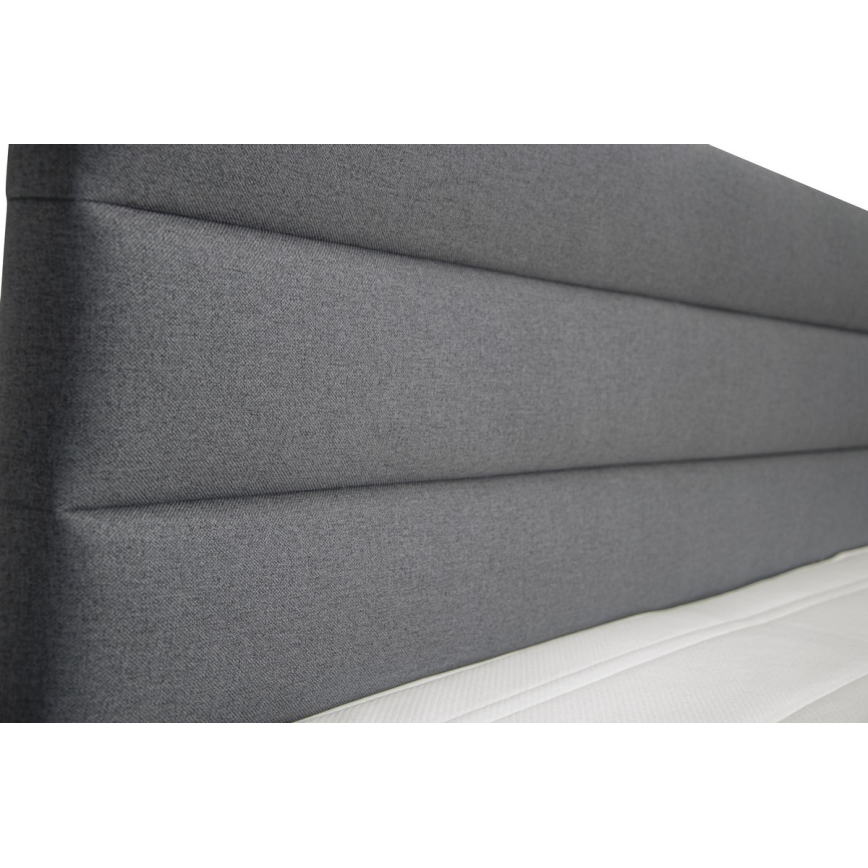 Łóżko tapicerowane z pojemnikiem na pościel i materacami z topperami NEW BOLERO 180x200 cm szare