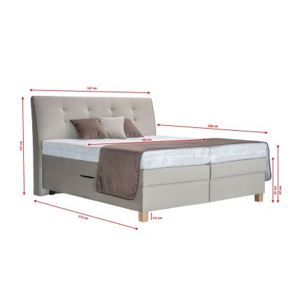 Łóżko typu boxspring z materacem BEA 160x200 cm beżowe