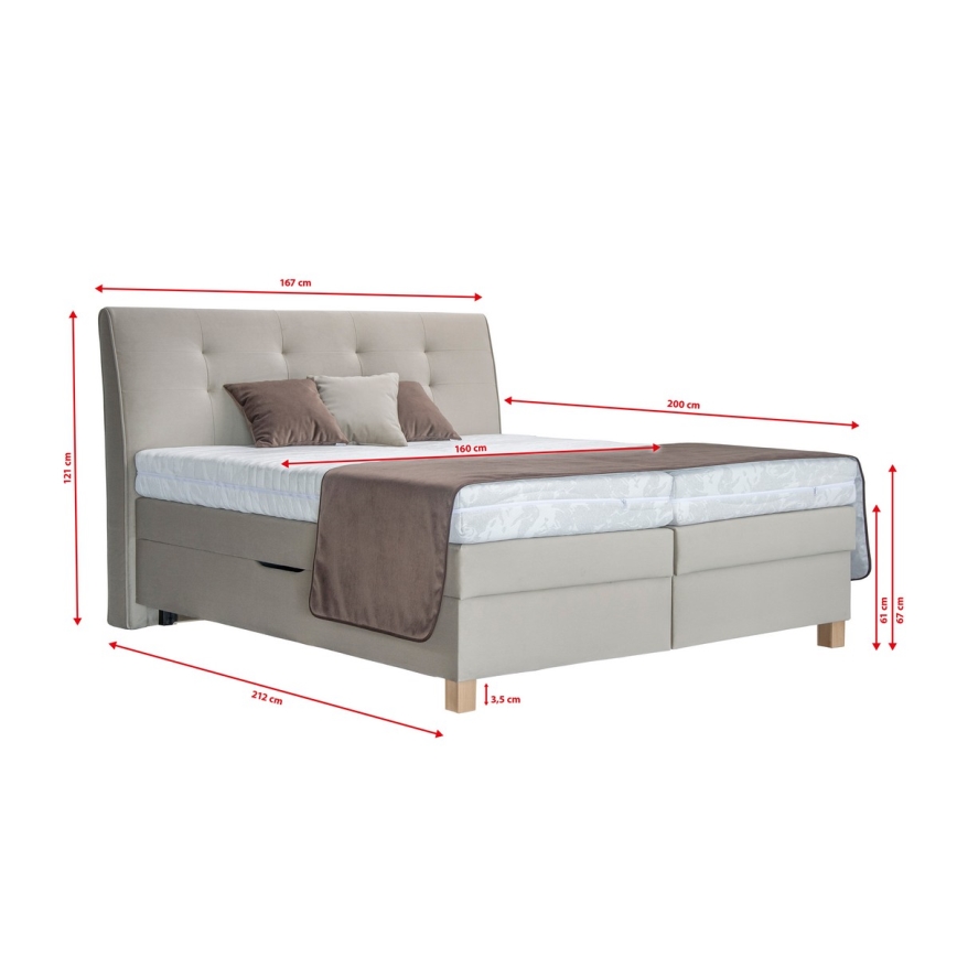 Łóżko typu boxspring z materacem BEA 160x200 cm beżowe
