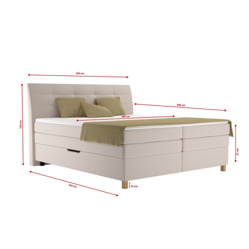 Łóżko typu boxspring z materacem BEA 180x200 cm beżowe