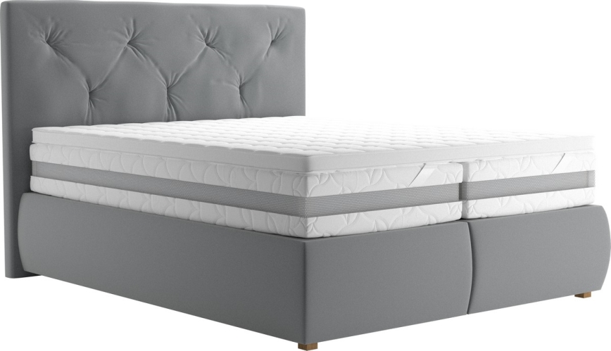 Łóżko typu boxspring z materacem i nakładką ELEN 160x200 cm szare