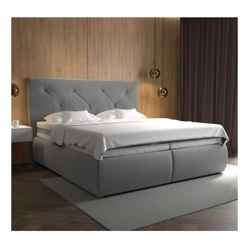Łóżko typu boxspring z materacem i nakładką ELEN 180x200 cm szare