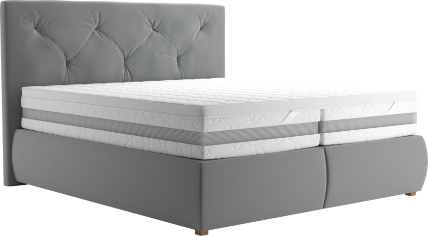 Łóżko typu boxspring z materacem i nakładką ELEN 180x200 cm szare