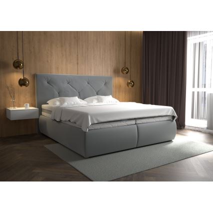 Łóżko typu boxspring z materacem i nakładką ELEN 180x200 cm szare