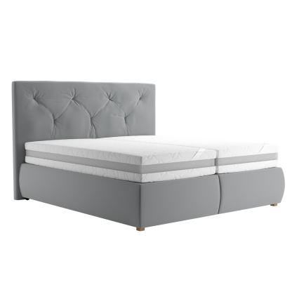 Łóżko typu boxspring z materacem i nakładką ELEN 180x200 cm szare
