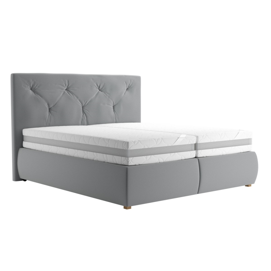 Łóżko typu boxspring z materacem i nakładką ELEN 180x200 cm szare