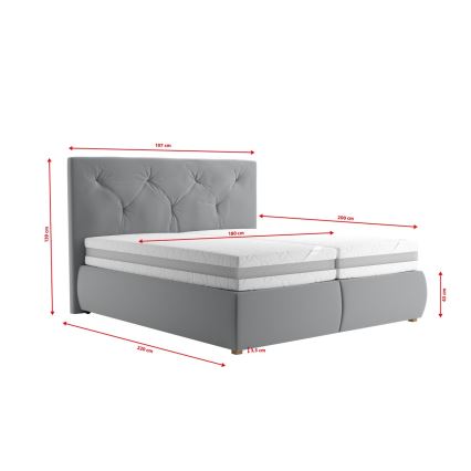 Łóżko typu boxspring z materacem i nakładką ELEN 180x200 cm szare