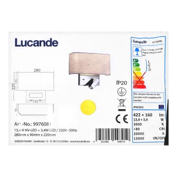 Lucande - Kinkiet LED VIRVE LED/13,4W/230V + LED/3,4W/230V