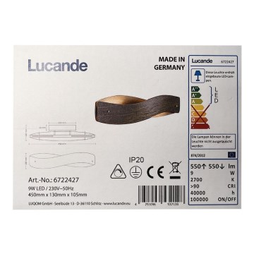 Lucande - LED Kinkiet LIAN LED/9W/230V