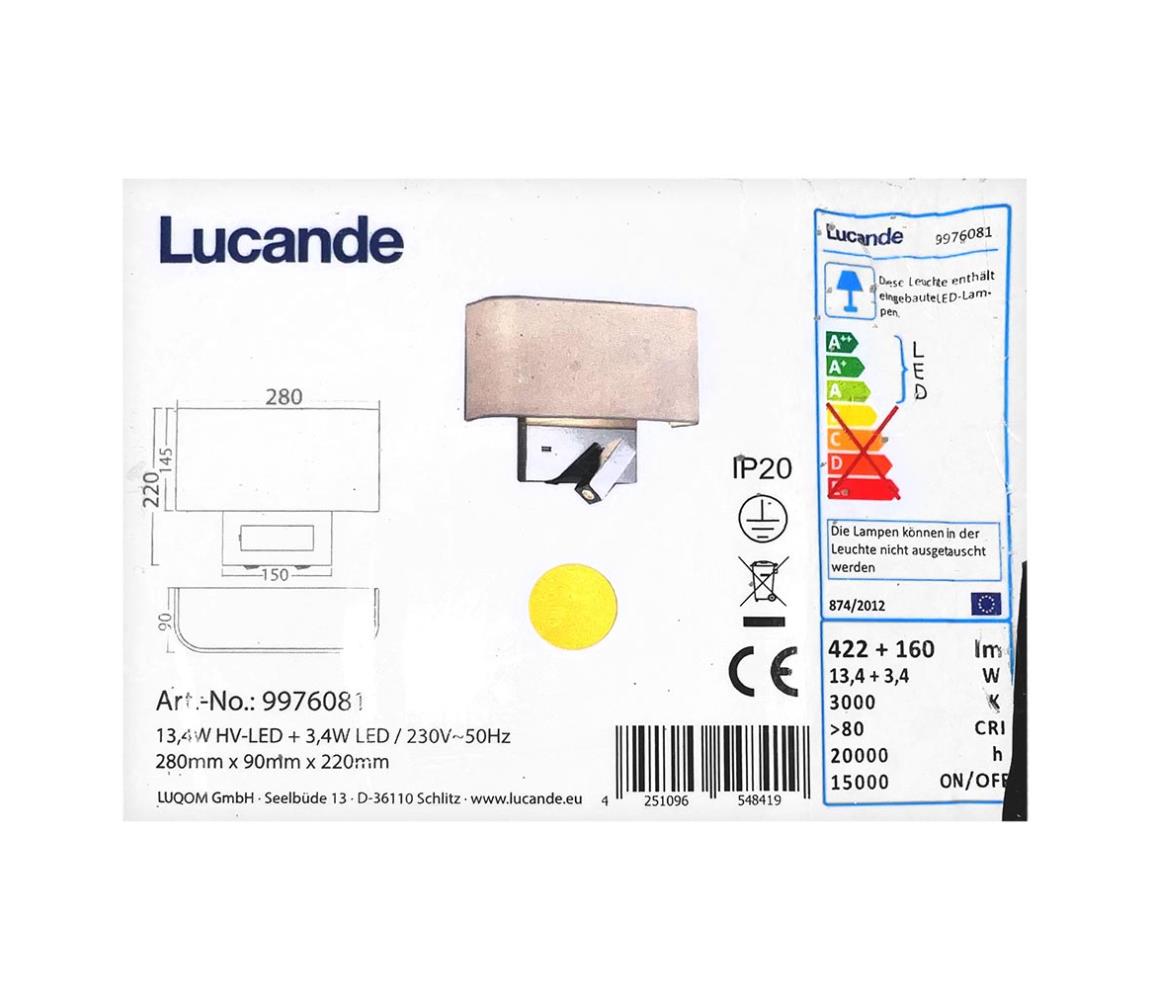 Lucande - LED Kinkiet VIRVE 1XLED/13,4W/230V + 1xLED/3,4W/230V