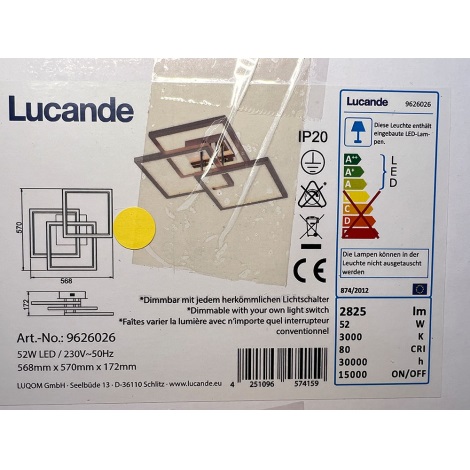 Lucande - LED Plafon ściemnialny AVILARA LED/52W/230V